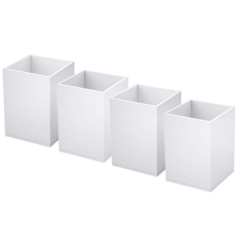 NIUBEE White Acrylic Pen Holder 4 Pack, Desktop Pencil Cup Stationery Organizer for Office Desk Accessory - Image 1